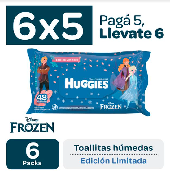6 Packs Toallitas Húmedas Huggies Edición Limitada Frozen 4 en 1 x 48 Unidades